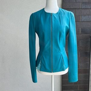 Blue leather jacket. Size S. Made in Turkey. Excellent condition